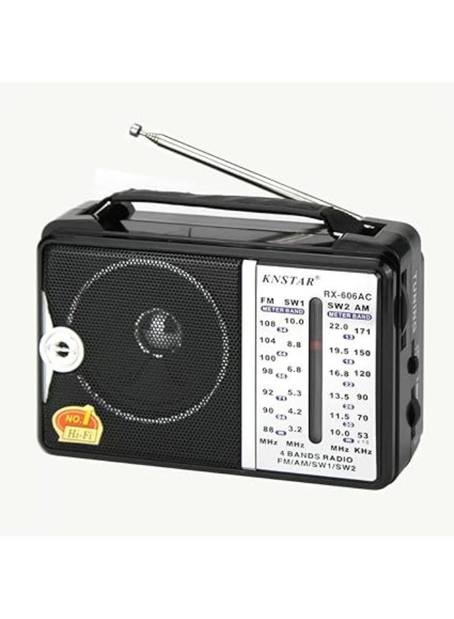 راديو – مزود بـ 4 موجات AM/FM/TV/SW1-2 – إشارة قوية وصوت نقي – يعمل بالكهرباء أو البطاريات – خفيف الوزن مع مقبض محمول – أفضل اختيار للاستماع لإذاعة القرآن الكريم - Image 1